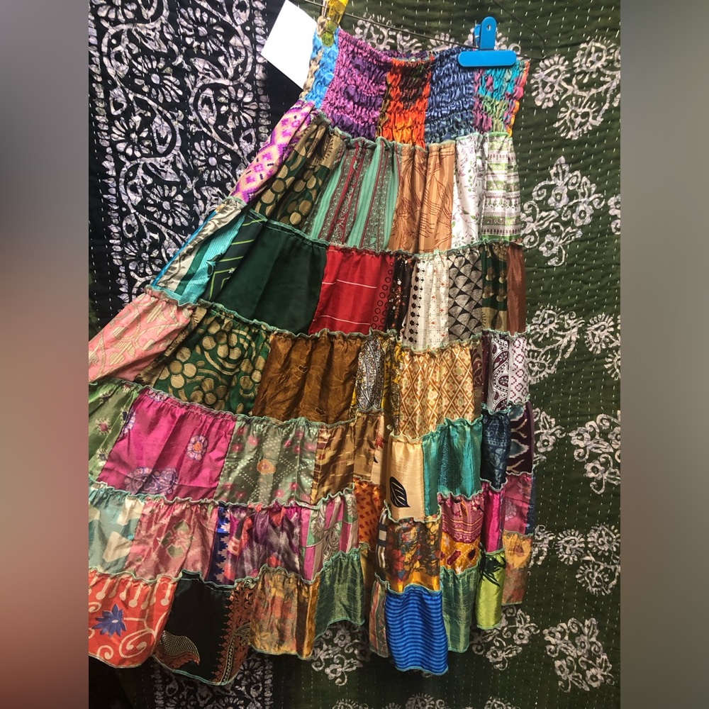 Boho patchwork High low skirt
